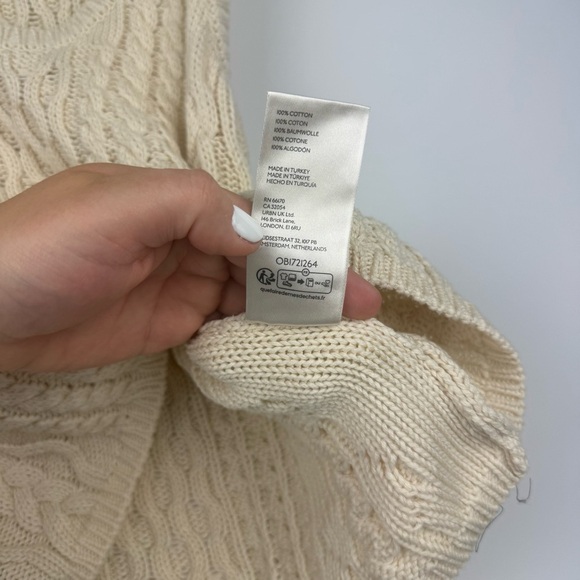 Free People Women’s M Cable Knit Cotton Sweater Tank Top Beige - Picture 4 of 6